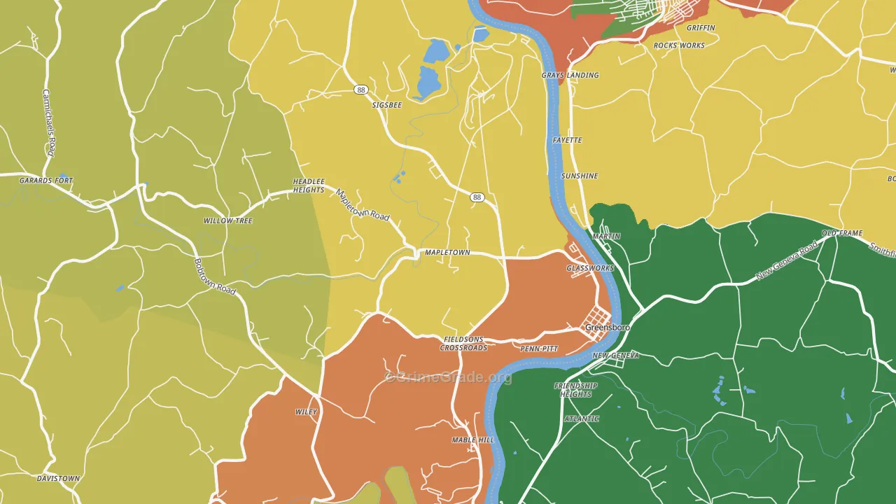 Greensboro, PA Map of Burglary Rates