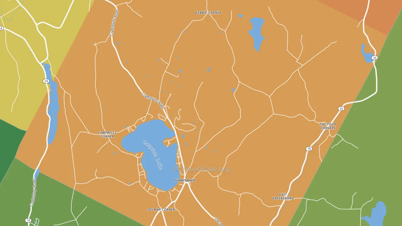 Greensboro, VT Map of Burglary Rates