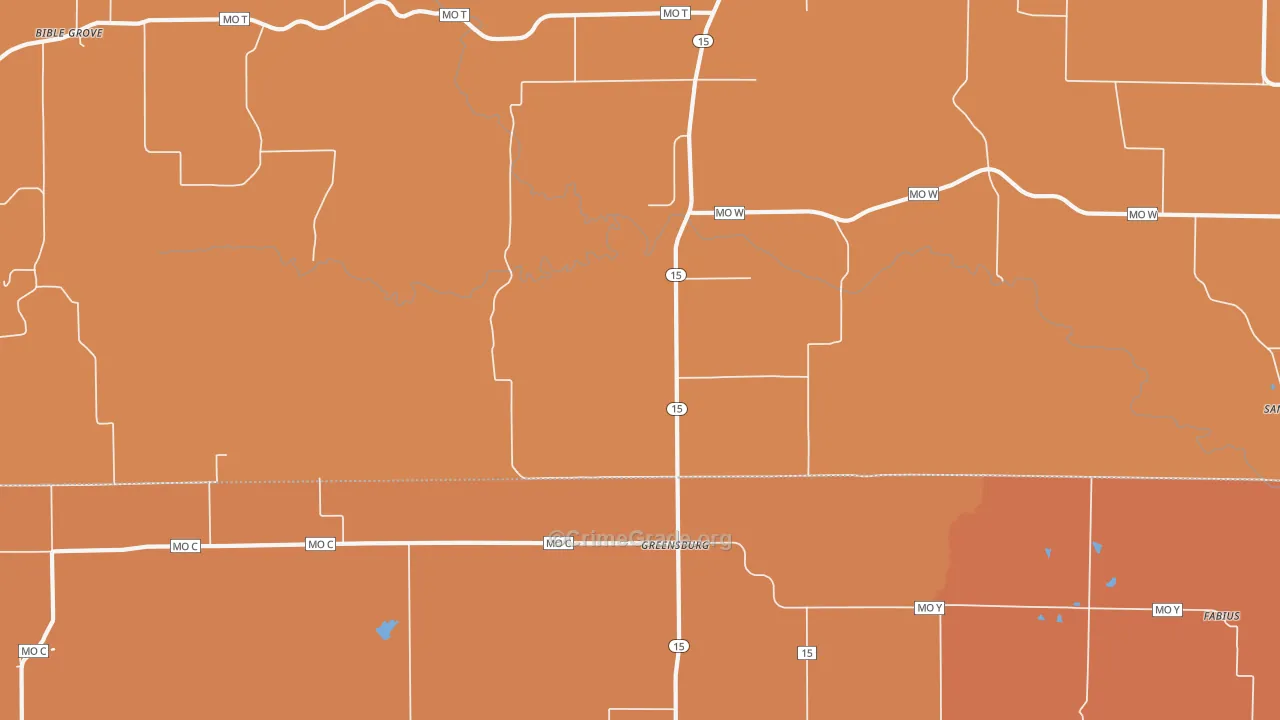 Greensburg, MO Map of Burglary Rates