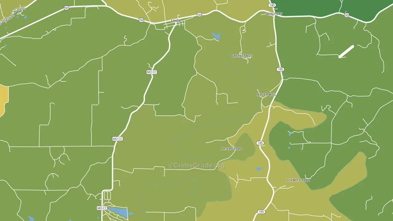 Greenstreet, MO Map of Burglary Rates