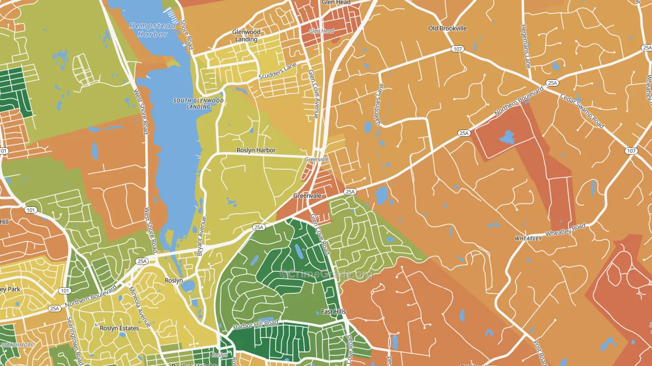 Greenvale, NY Map of Burglary Rates
