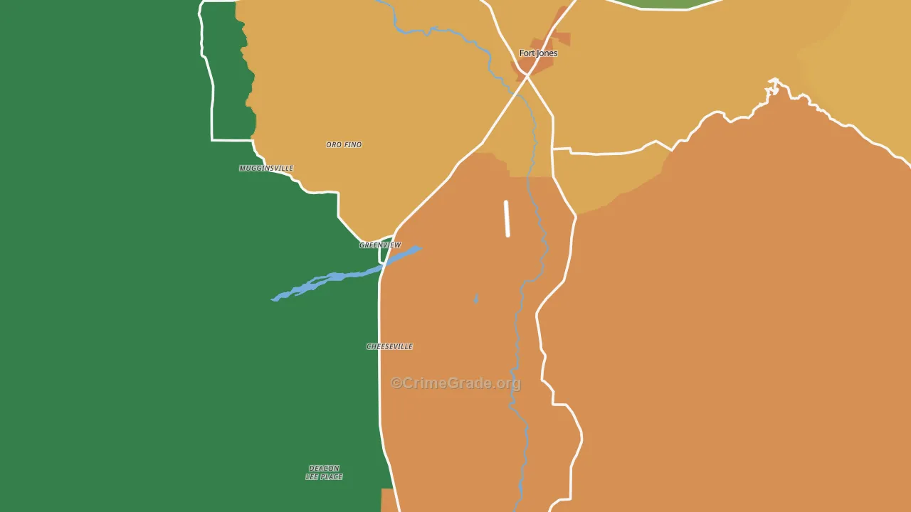 Greenview, CA Map of Burglary Rates