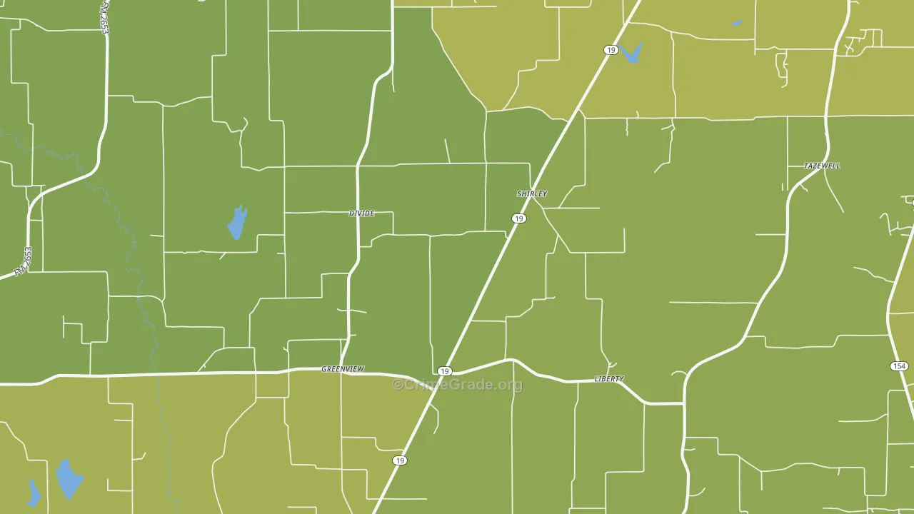 Greenview, TX Map of Burglary Rates