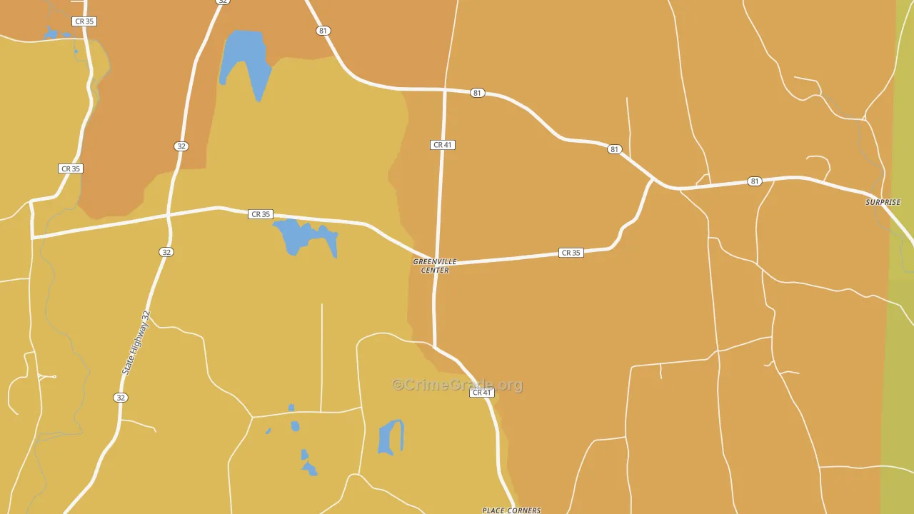 Greenville Center, NY Map of Burglary Rates
