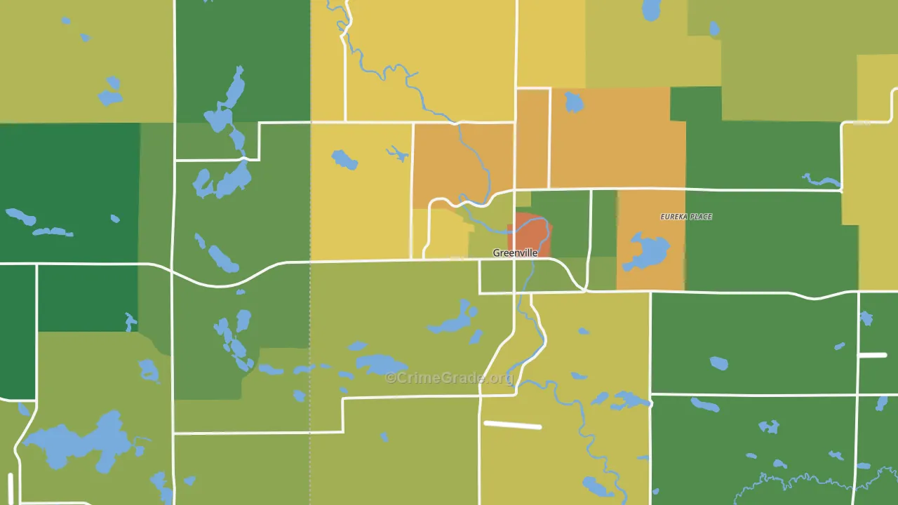 Greenville, MI Map of Burglary Rates