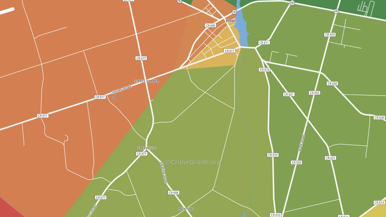 Greenville, NJ Map of Burglary Rates