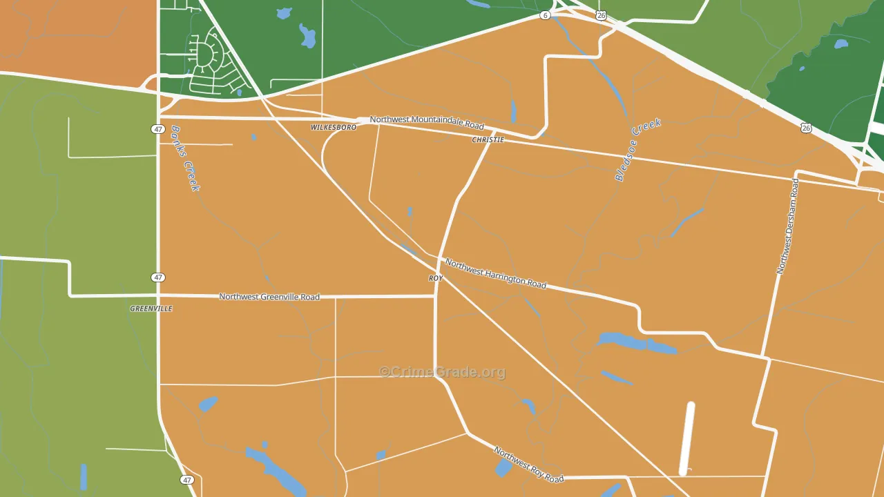 Greenville, OR Map of Burglary Rates
