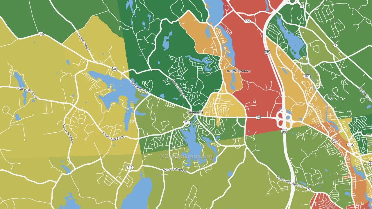 Greenville, RI Map of Burglary Rates