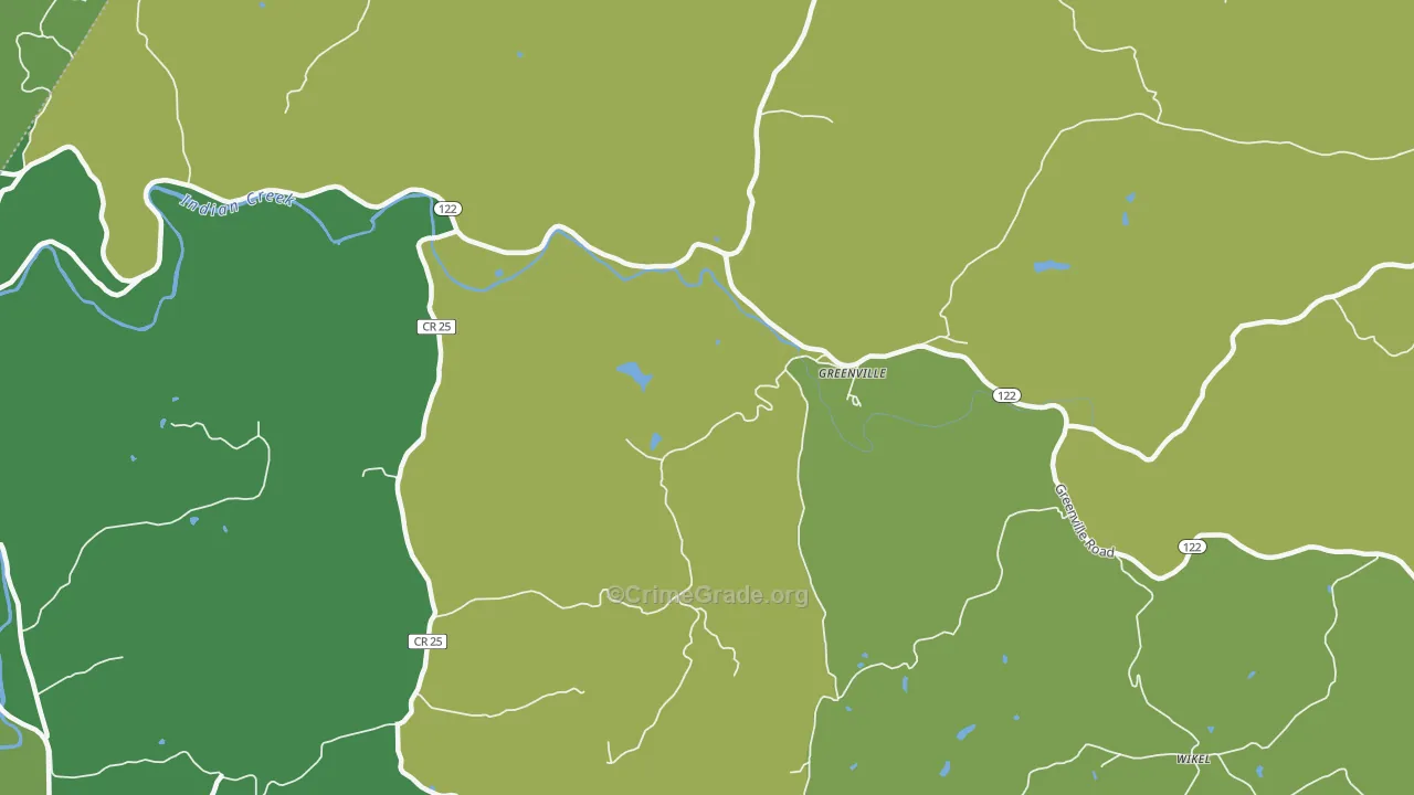 Greenville, WV Map of Burglary Rates