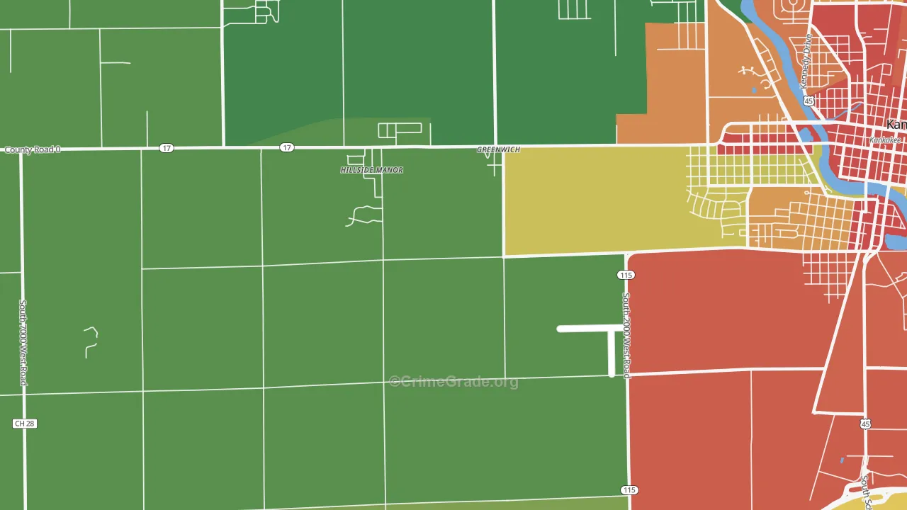 Greenwich, IL Map of Burglary Rates
