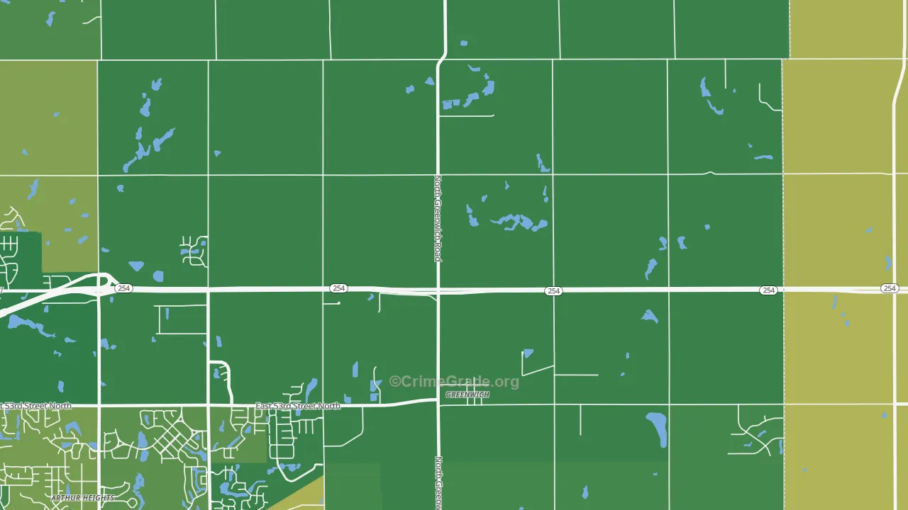 Greenwich, KS Map of Burglary Rates