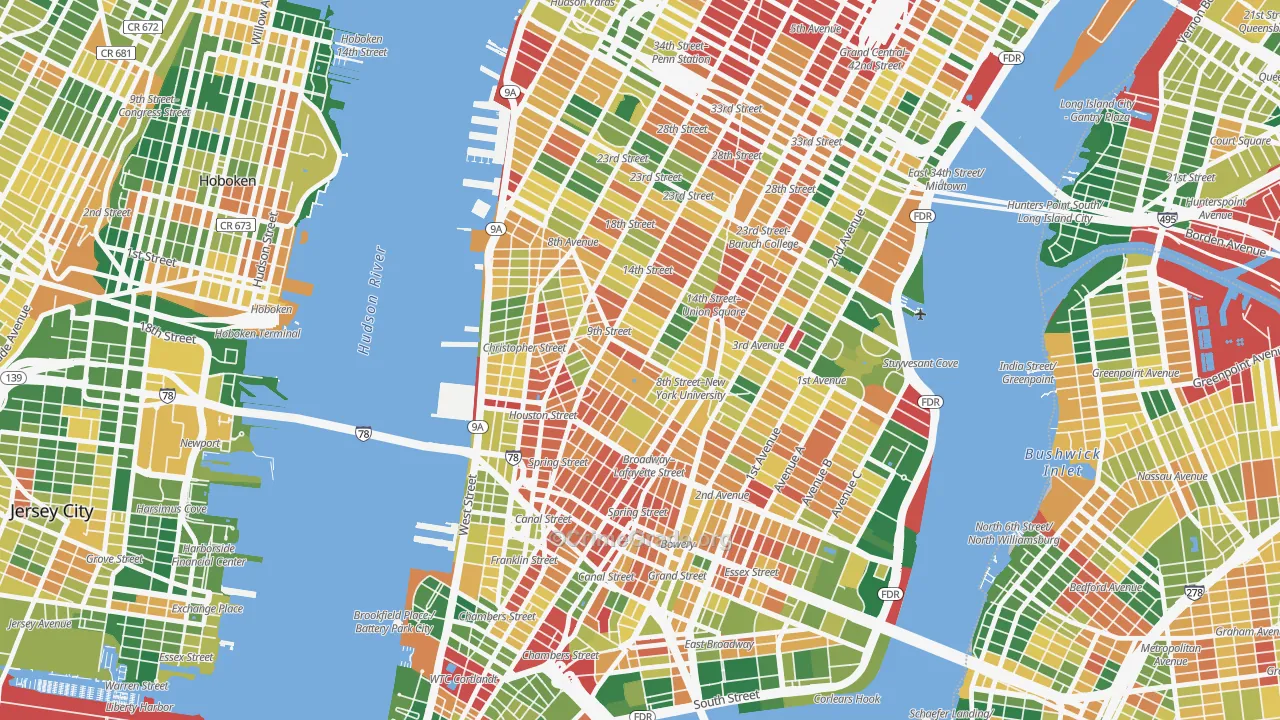 Greenwich Village, Manhattan, NY Map of Burglary Rates