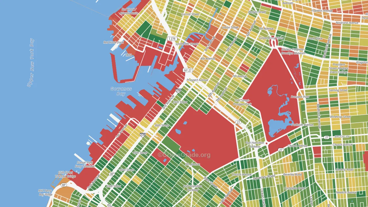 Greenwood, Brooklyn, NY Map of Burglary Rates