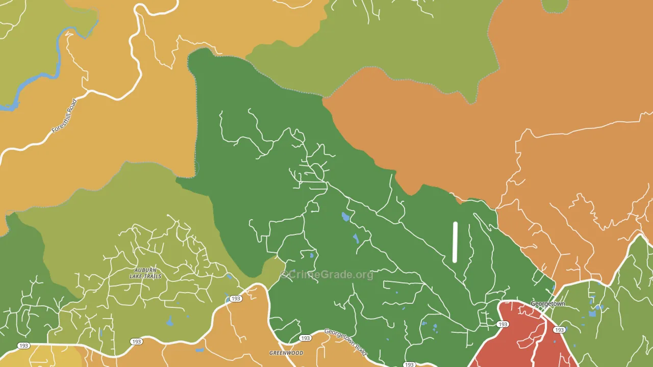 Greenwood, CA Map of Burglary Rates