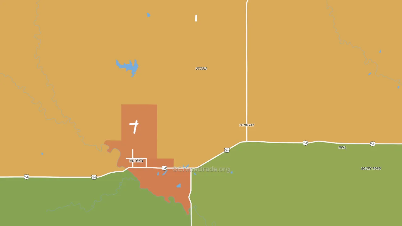 Greenwood County, KS Map of Burglary Rates