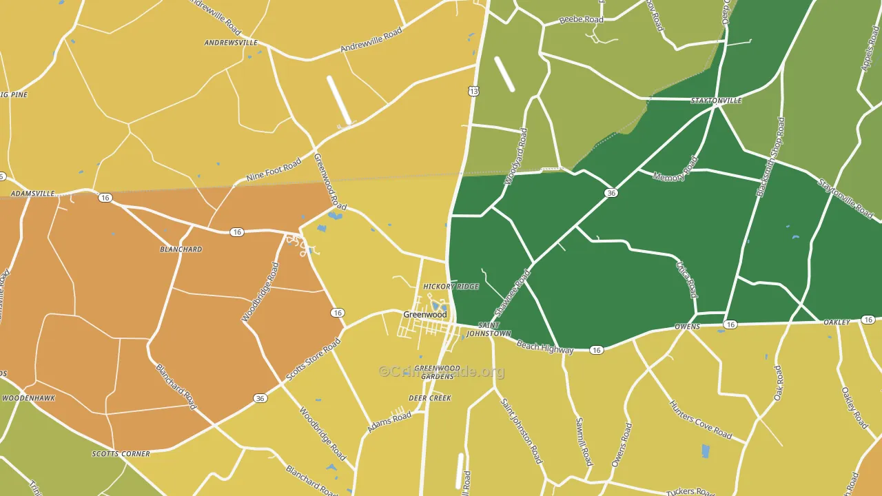 Greenwood, DE Map of Burglary Rates