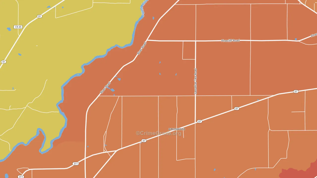 Greenwood, GA Map of Burglary Rates