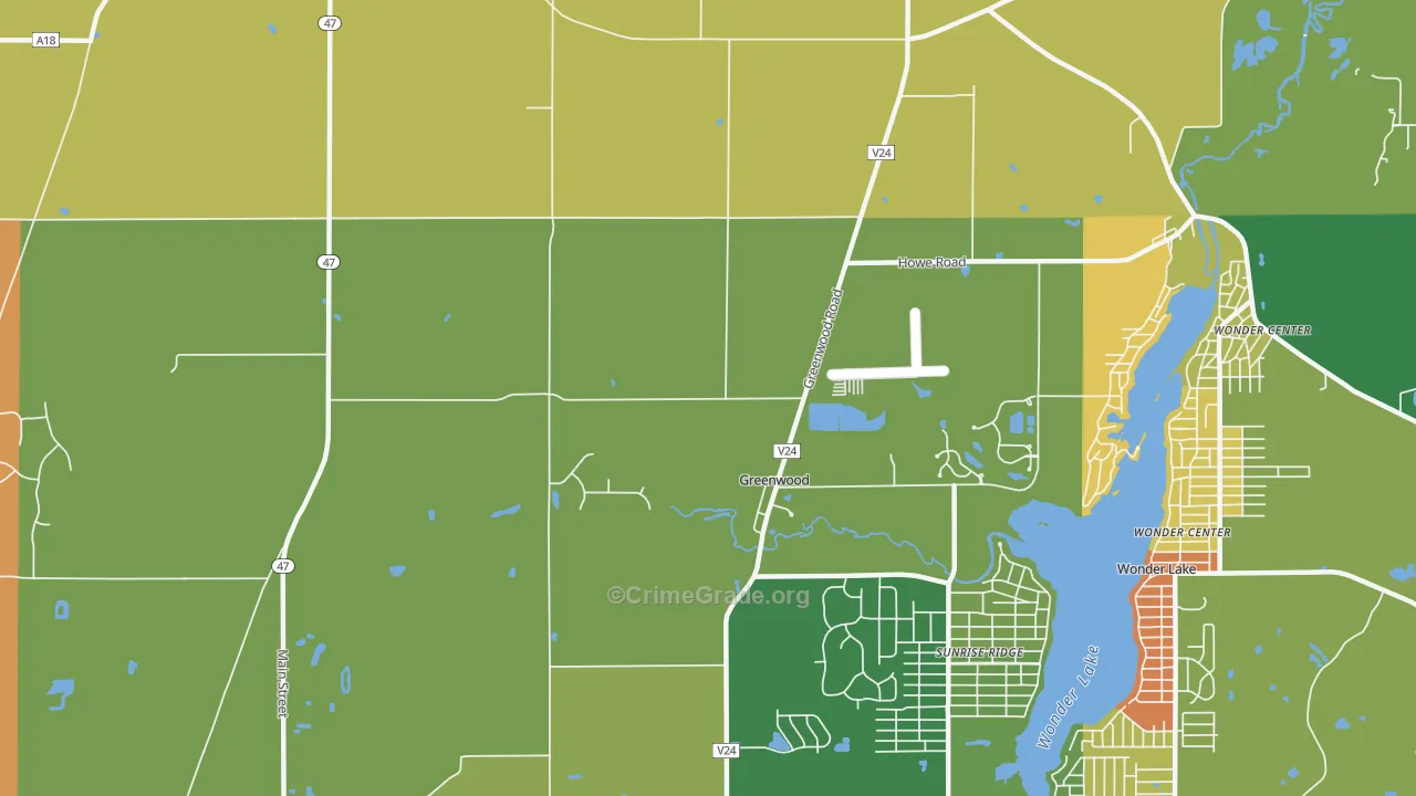 Greenwood, IL Map of Burglary Rates