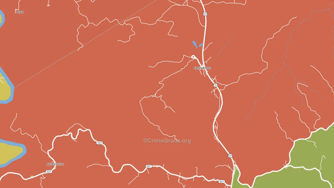 Greenwood, KY Map of Burglary Rates