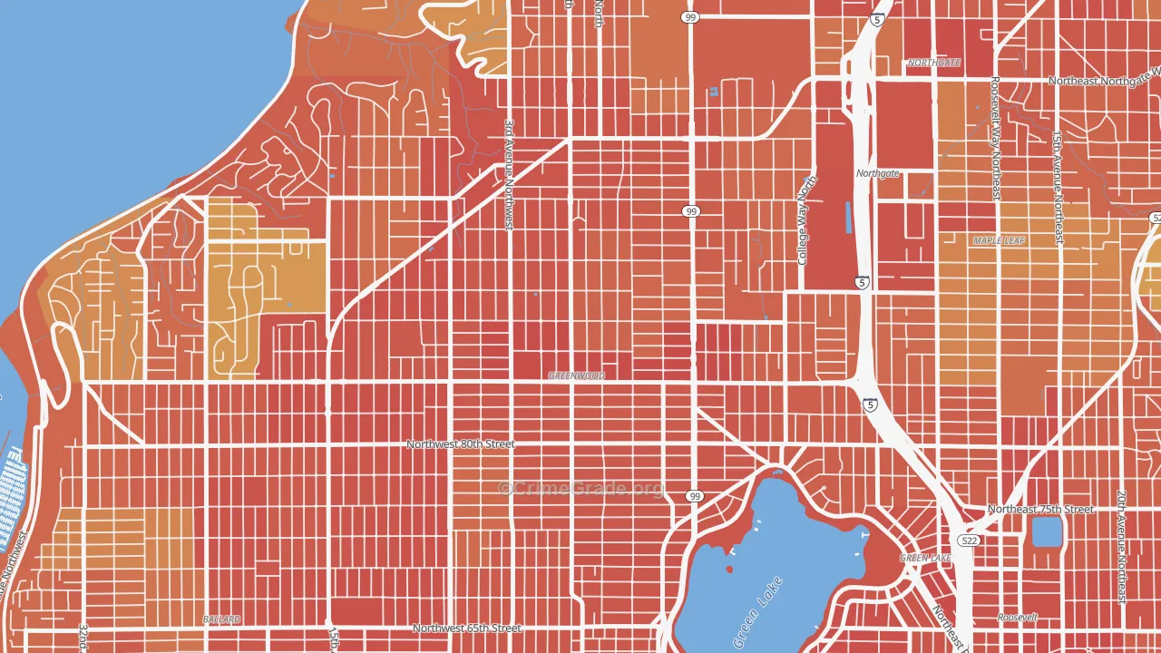 Greenwood, Seattle, WA Map of Burglary Rates