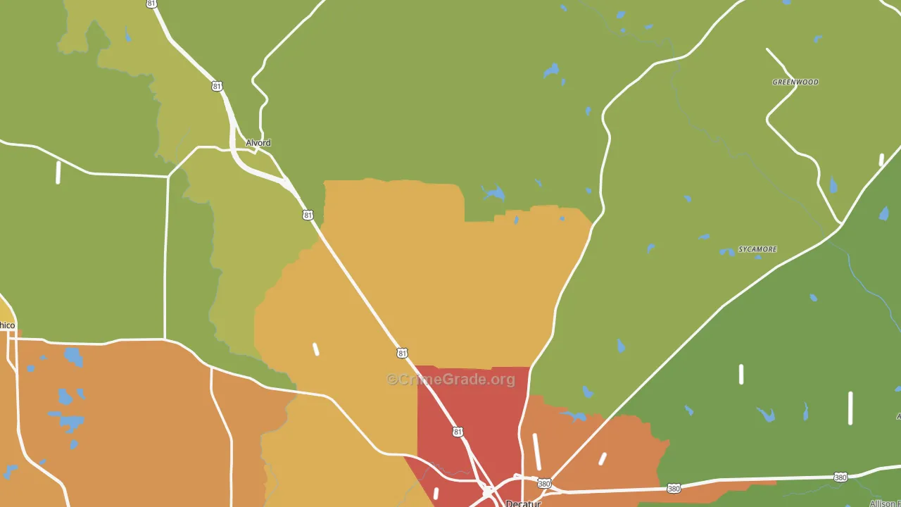Greenwood, TX Map of Burglary Rates