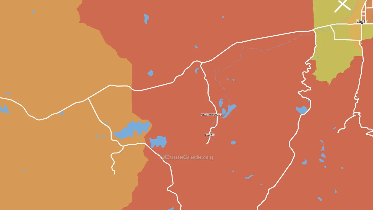 Greer, AZ Map of Burglary Rates