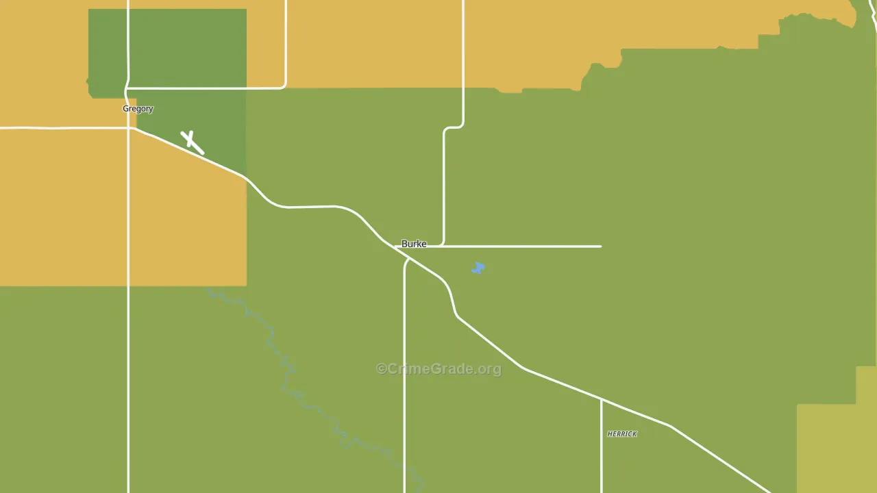 Gregory County, SD Map of Burglary Rates