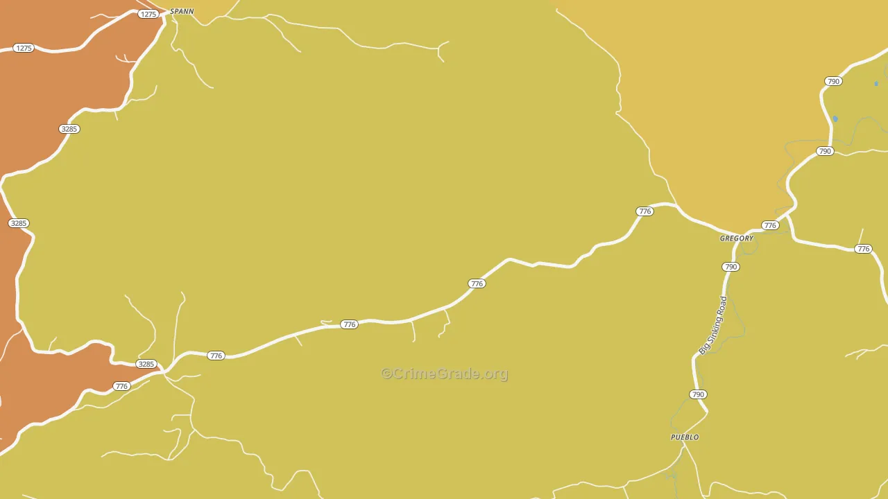 Gregory, KY Map of Burglary Rates