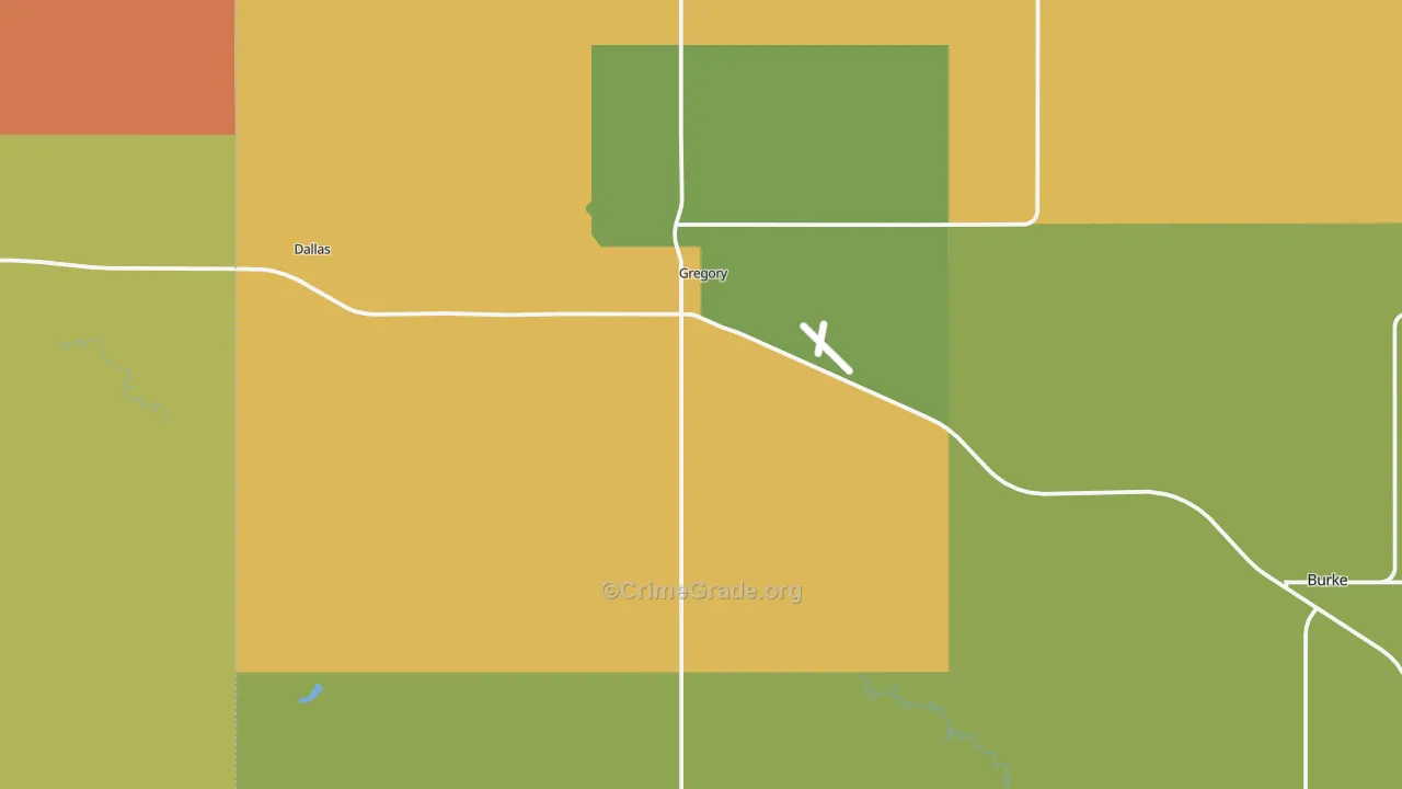 Gregory, SD Map of Burglary Rates