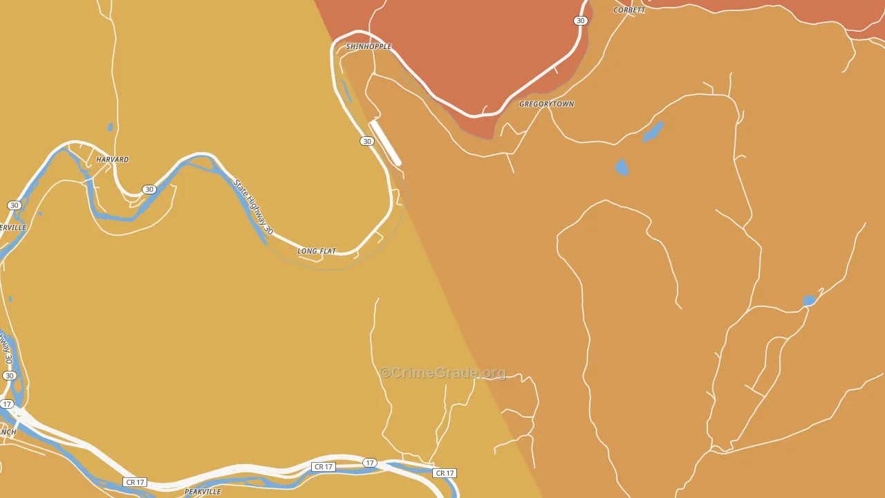 Gregorytown, NY Map of Burglary Rates