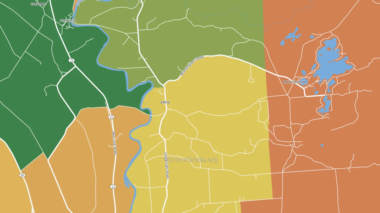 Greig, NY Map of Burglary Rates