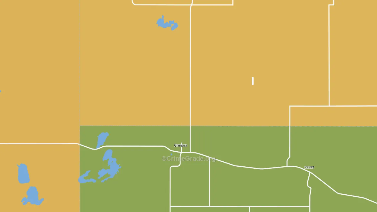 Grenora, ND Map of Burglary Rates
