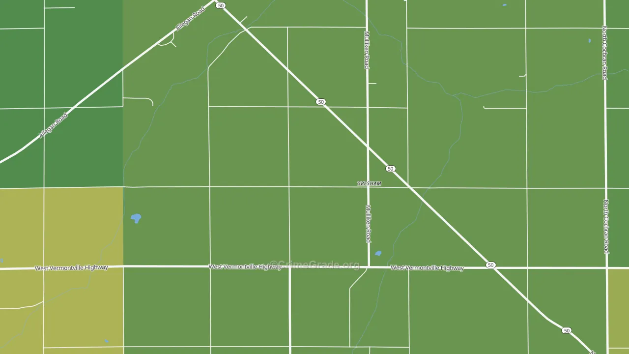 Gresham, MI Map of Burglary Rates