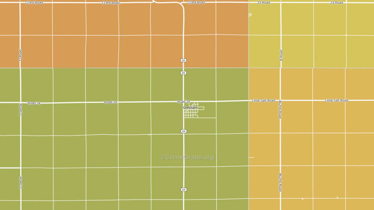 Gresham, NE Map of Burglary Rates