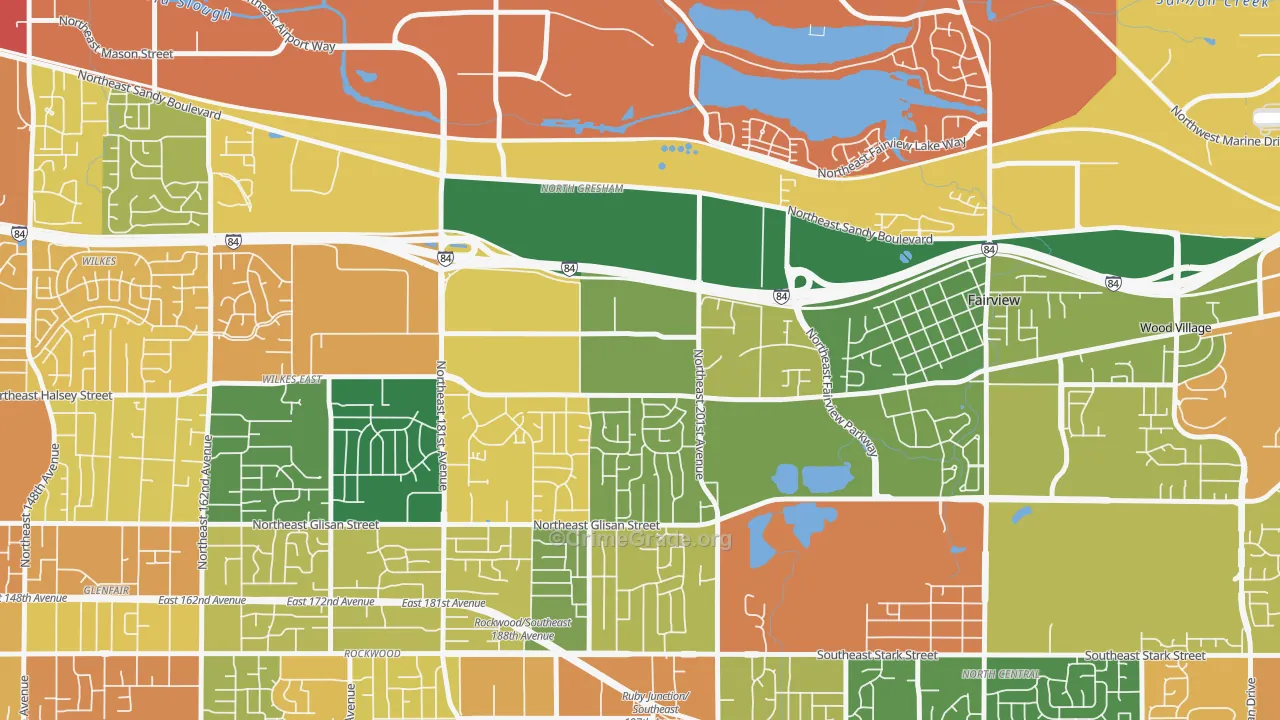 Gresham-North Gresham, Gresham, OR Map of Burglary Rates