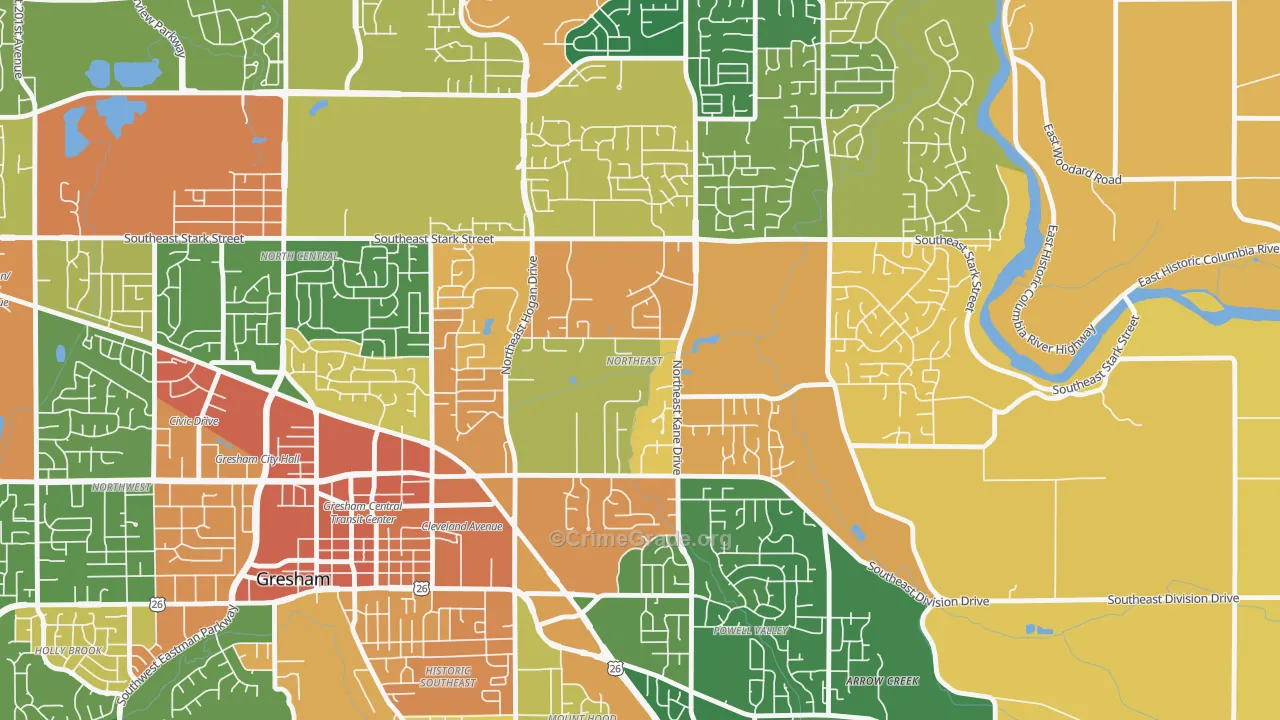 Gresham-Northeast, Gresham, OR Map of Burglary Rates