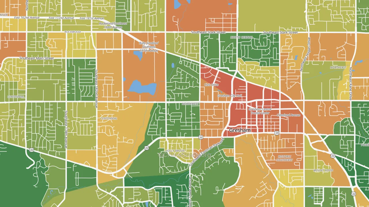 Gresham-Northwest, Gresham, OR Map of Burglary Rates