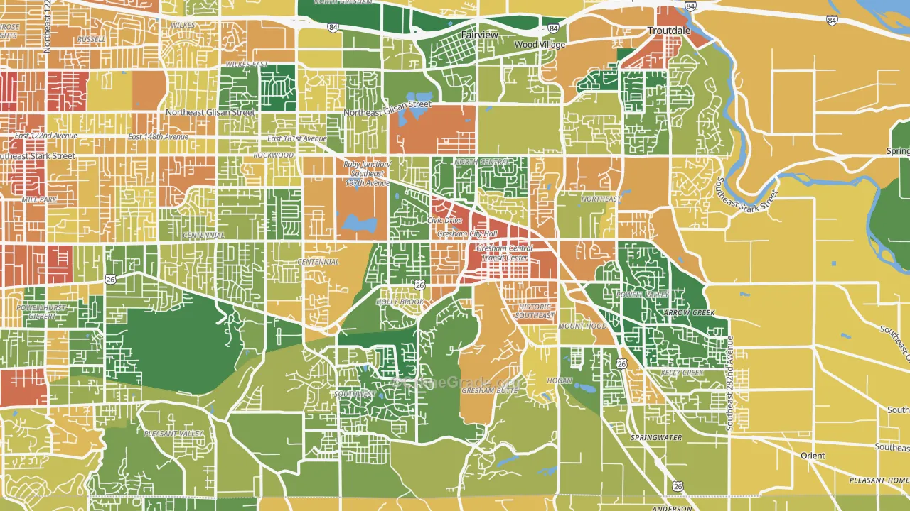 Gresham, OR Map of Burglary Rates