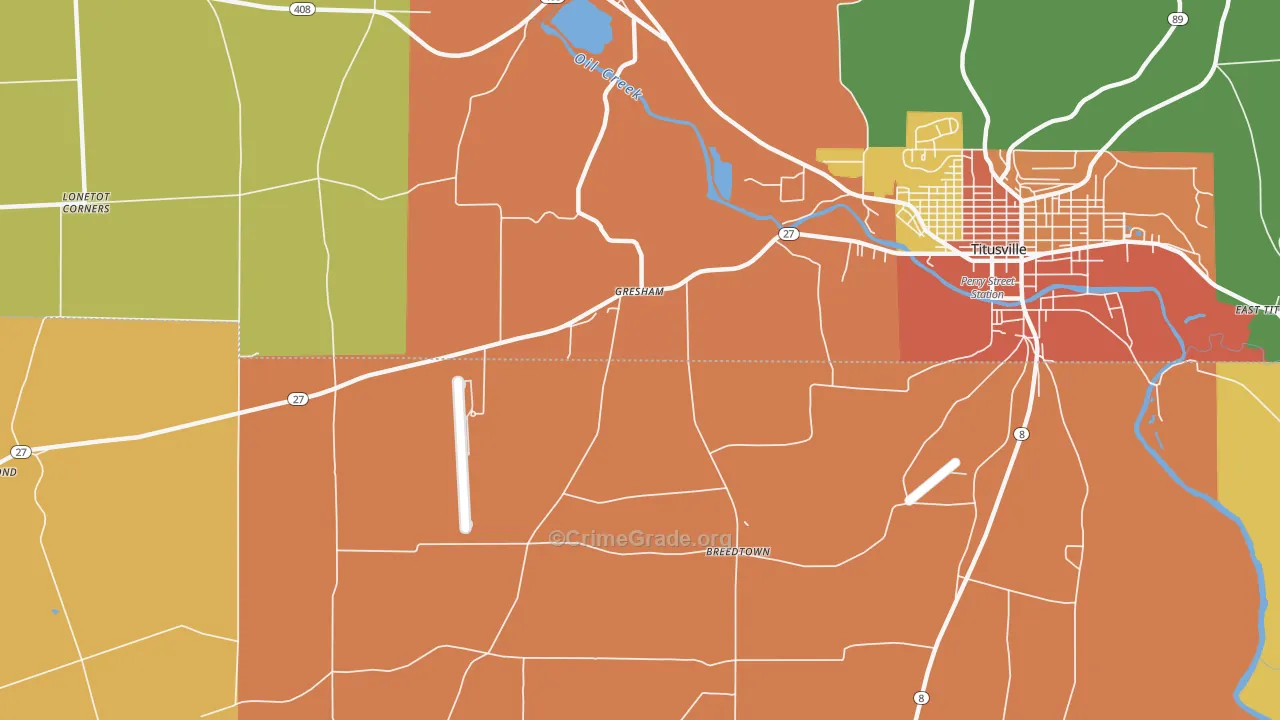 Gresham, PA Map of Burglary Rates