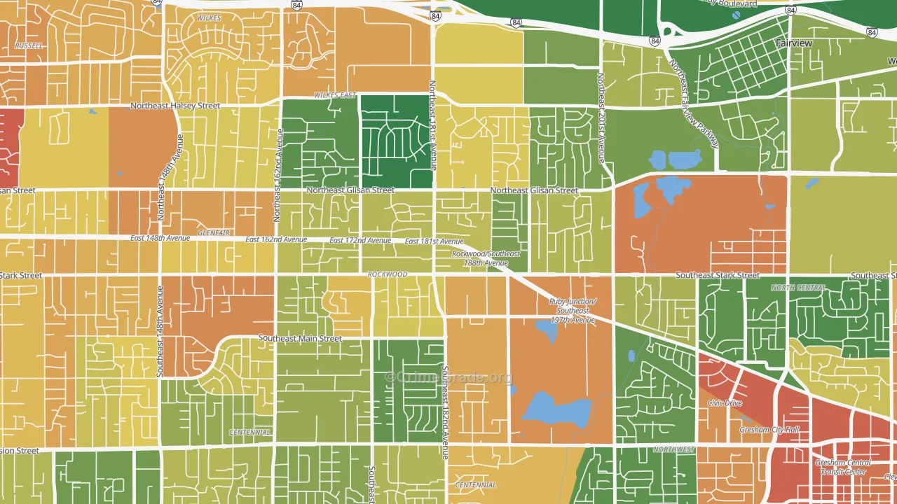 Gresham-Rockwood, Gresham, OR Map of Burglary Rates