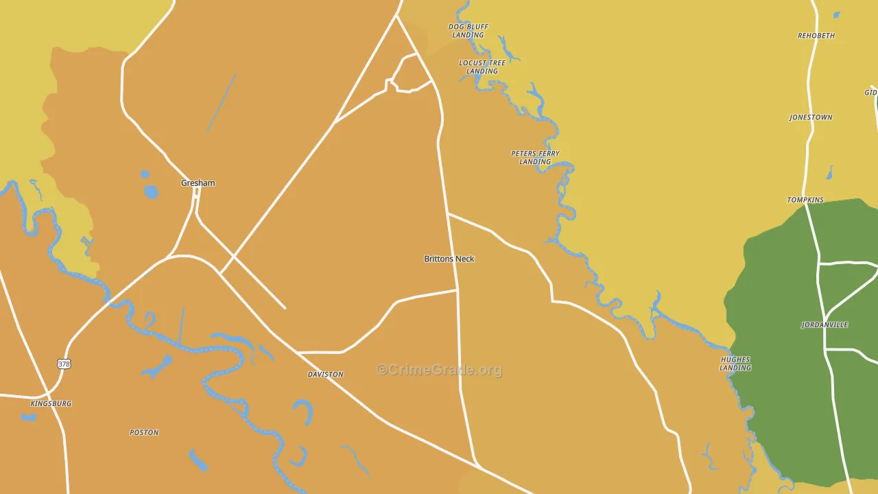 Gresham, SC Map of Burglary Rates