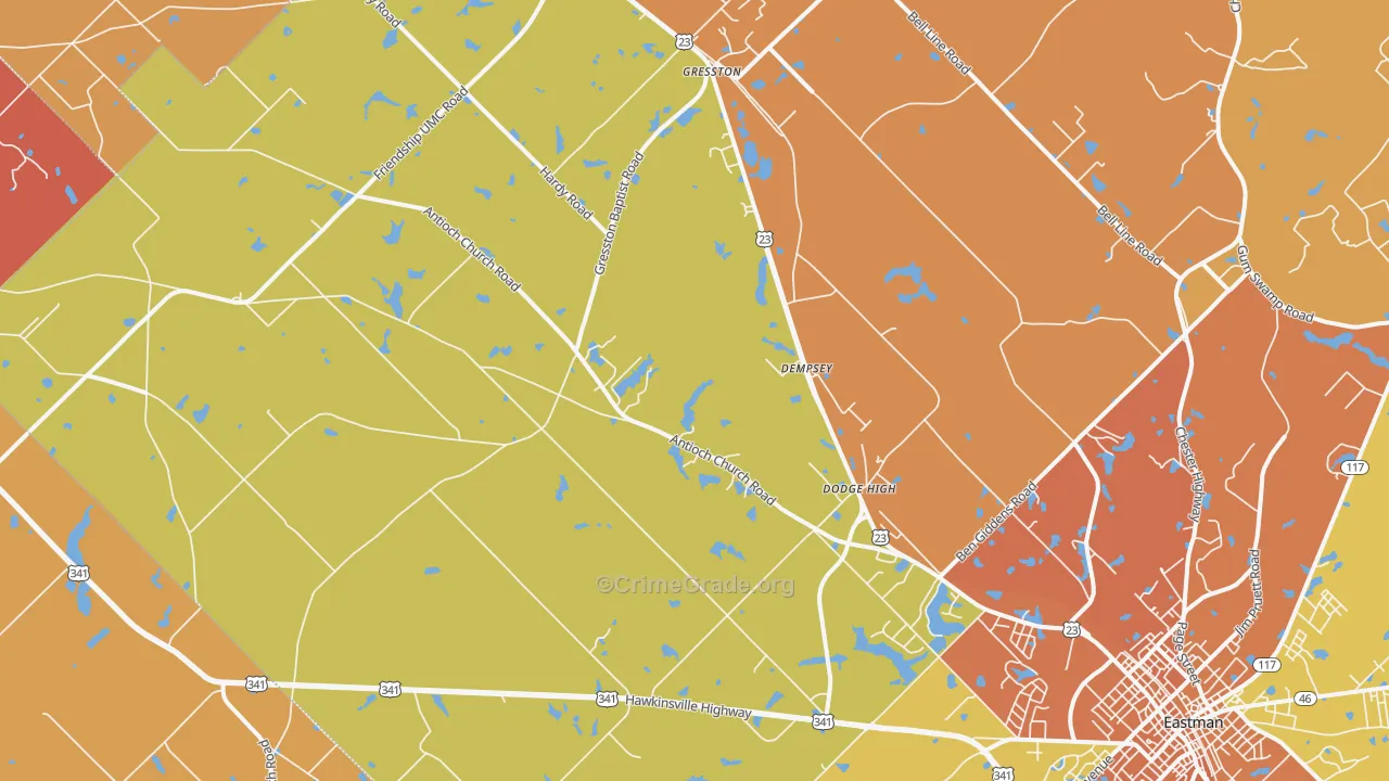 Gresston, GA Map of Burglary Rates