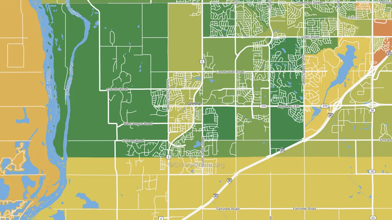 Gretna, NE Map of Burglary Rates