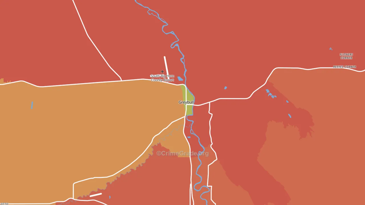Greybull, WY Map of Burglary Rates