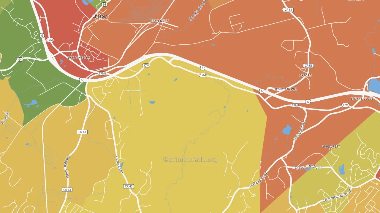 Greycourt, NY Map of Burglary Rates