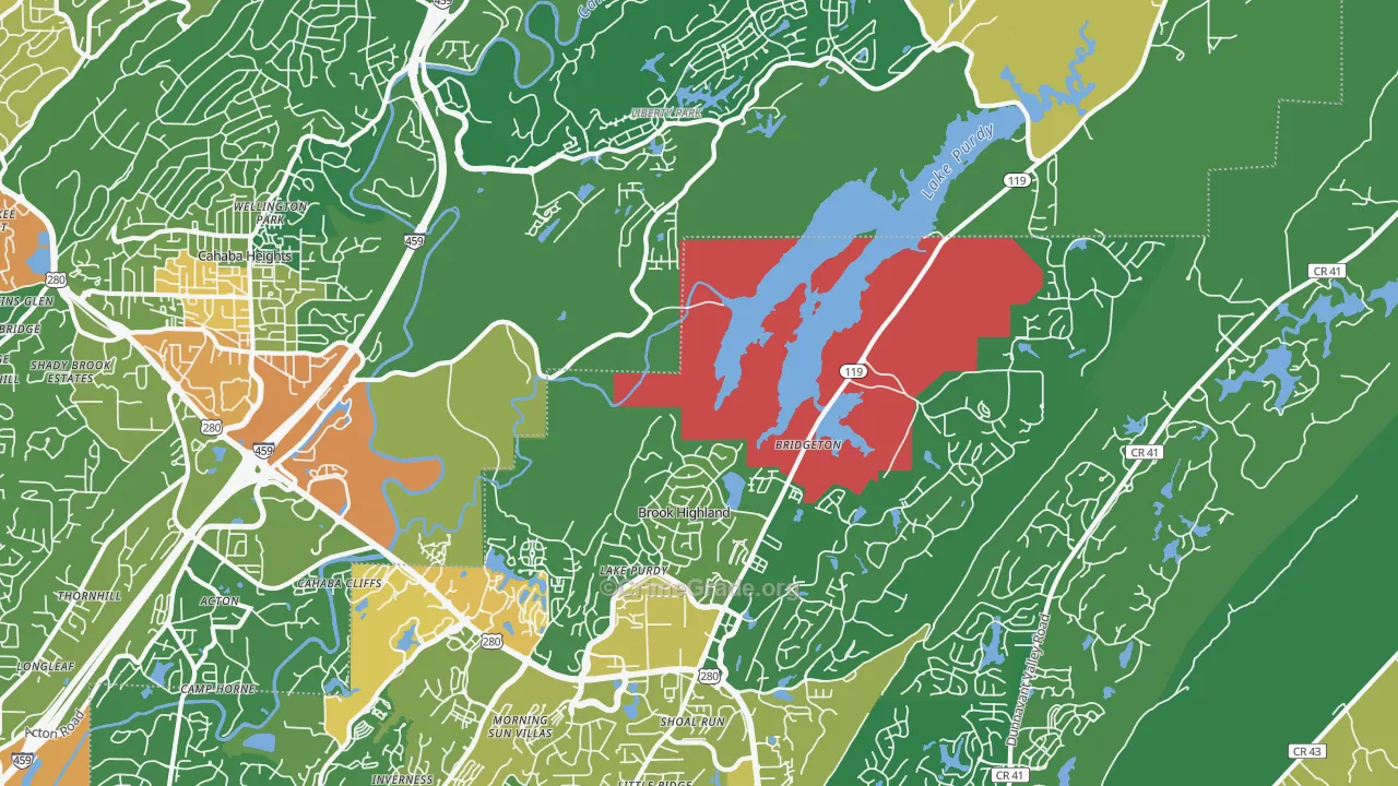 Greystone, Birmingham, AL Map of Burglary Rates