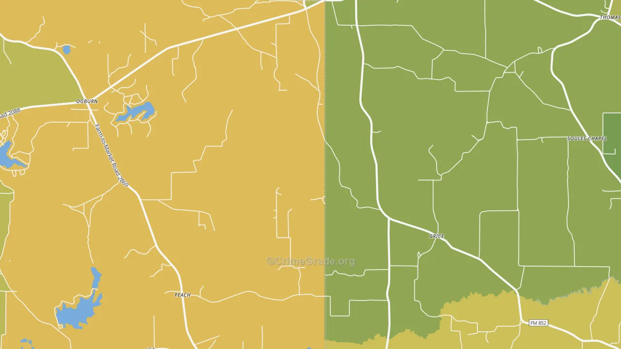 Grice, TX Map of Burglary Rates