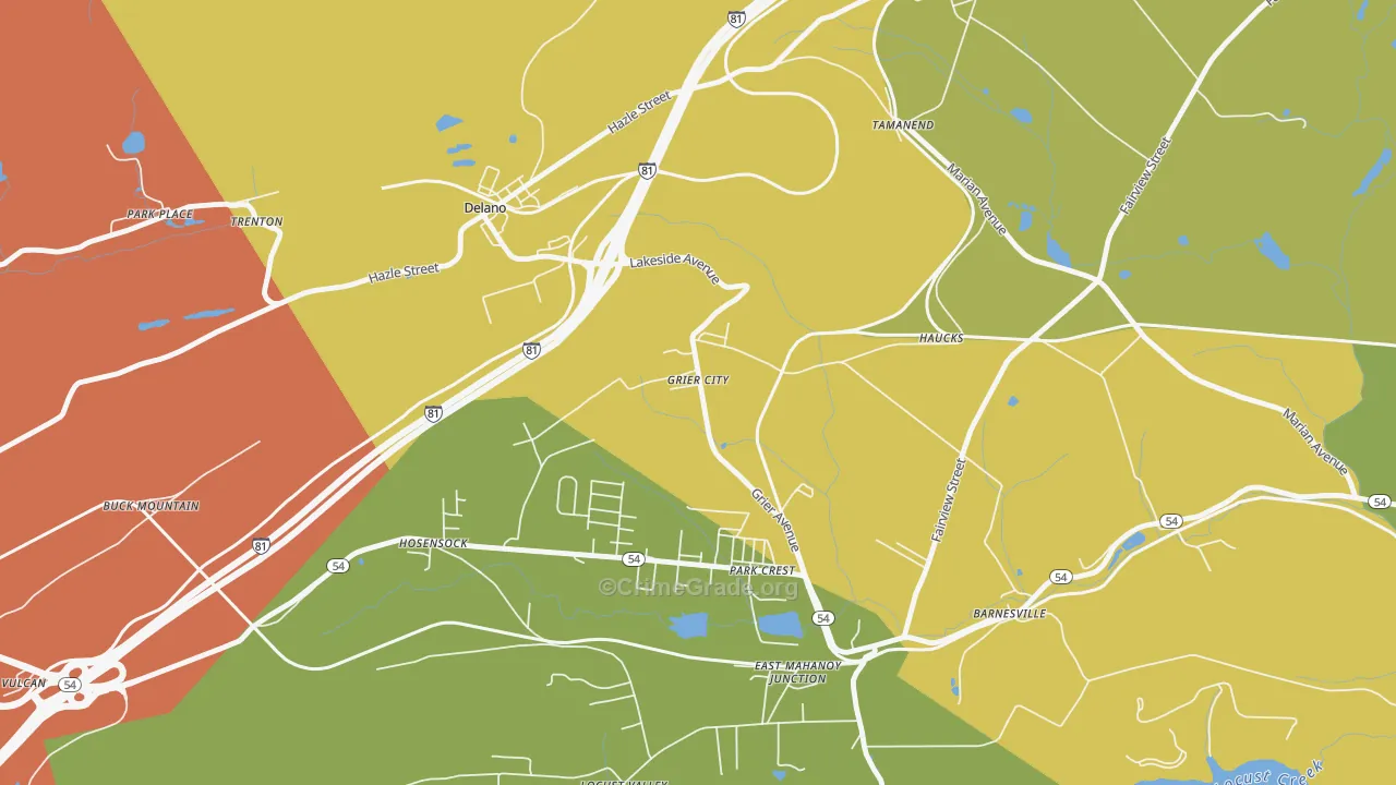 Grier City, PA Map of Burglary Rates
