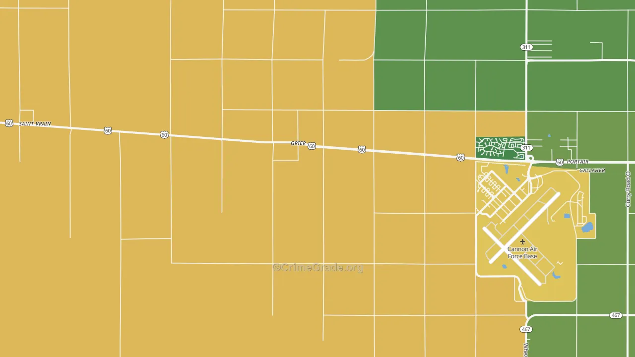 Grier, NM Map of Burglary Rates
