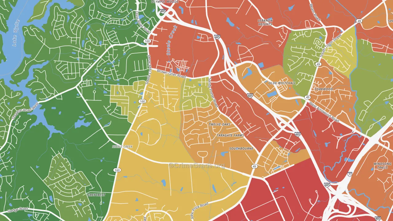 Griers Fork, Charlotte, NC Map of Burglary Rates